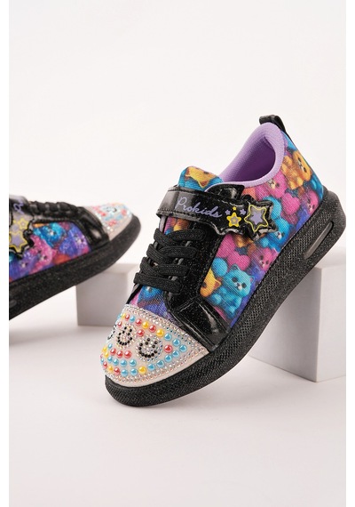 Muggo Smile Taş Detaylı Desenli Cırtlı Kız Çocuk Işıklı Günlük Sneaker Spor Ayakkabı Siyah Muggo Smile Taş Detaylı Desenli Cırtlı Kız Çocuk Işıklı Günlük Sneaker Spor Ayakkabı Siyah