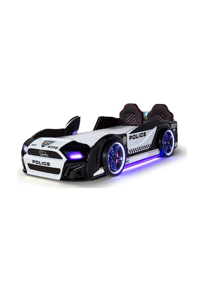 Bazalı Polis Arabalı Yatak Kapıları Açılan Mustang Full Ledli Kumandalı Ve Müzikli + Ortopedik Yatak 90x190 Cm Bazalı Polis Arabalı Yatak Kapıları Açılan Mustang Full Ledli Kumandalı Ve Müzikli + Ortopedik Yatak 90x190 Cm