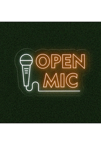 Open Mıc Yazılı Ve Şekilli Neon Tabela Turuncu