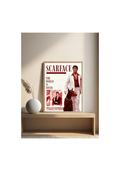 Scarface Doğal Ahşap Çerçeveli Tek Parça Dekoratif Tablo Çok Renkli - 820358404 Çok Renkli