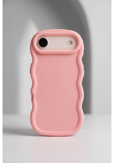 Apple iPhone 17 Air Uyumlu Dalgalı Tasarım Kamera Korumalı Mat Silikon Telefon Kılıfı-54152 Pembe