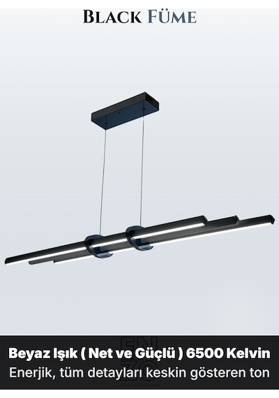 Cosmo Füme Lineer Led Sarkıt Avize Kumandalı Dim Edilebilir Aşağı Işık Beyaz Işık