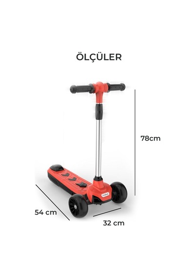 Elektrikli 3 Tekerlekli Çocuk Scooter Kırmızı