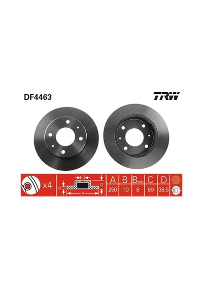 Mitsubishi Colt Arka Fren Diski 2005-2013 Trw Df4463 2adettir