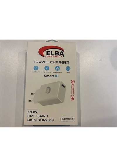 Elba Elb12 Elb- Usb120 120w 3.4a Hızlı Şarj Akım Koruma Isıya Dayanıklı Ev Şarj Kafa