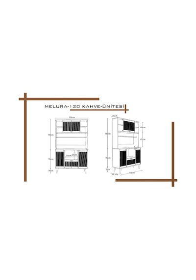 Melura Kahve Köşesi 120 Cm %100 Mdf Çok Amaçlı Dolap Gri