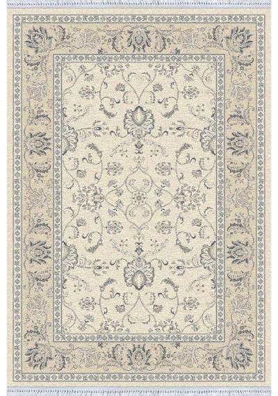 Krem Çerçeveli Dokuma Pamuk Taban Kaymaz Kilim Klm171n11