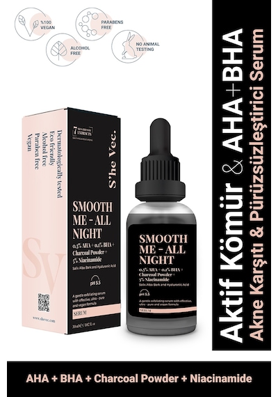 She Vec Smooth Me Akne Karşıtı Pürüzsüzleştirici Serum 30 ML
