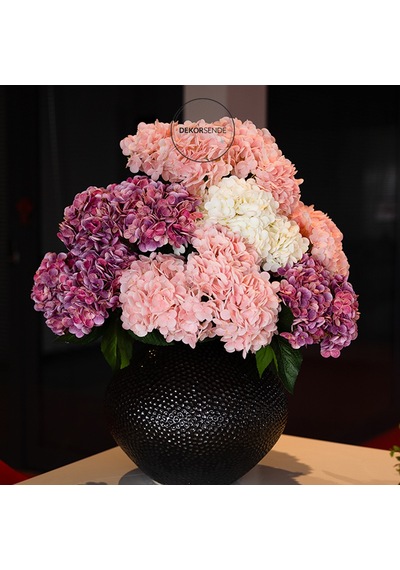 Yapay Ortanca Demeti Islak Dokulu Koyu Pembe 43 Cm Koyu - pembe