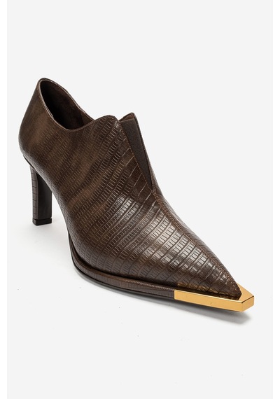 Luvi Shoes Vıvana Kahverengi Çizgili Kadın Topuklu Ayakkabı