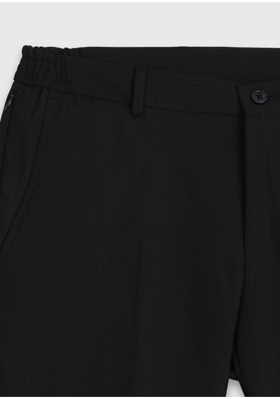 Ramsey Siyah Çizgili Modern Fit Yün Karışımlı Takım Elbise