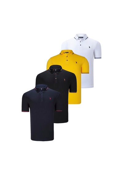 Dörtlü Set T8586 Dewberry Erkek T-shırt-siyah-beyaz-lacivert-sarı