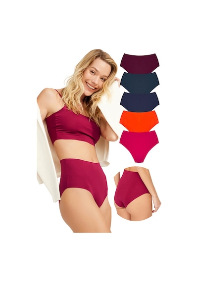 Cottonhill Yüksek Bel Basic Lazer Kesim Bikini Külot 5'li Paket - 2 Asorti