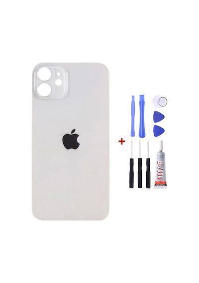 Apple Uyumlu iPhone 12 Beyaz Arka Cam Kapak Arka Pil Kapağı