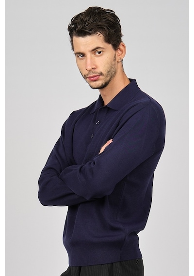 Pave Erkek Polo Yaka Yün Kazak 4358104 Indigo Indigo İndigo