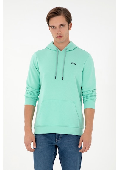 U.S. Polo Assn. Erkek Kapüşonlu Mint Basic Şardonlu Sweatshirt 50295176-VR090