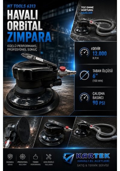 Nt Tools 6313 150 MM 12000 RPM Havalı Orbital Zımpara