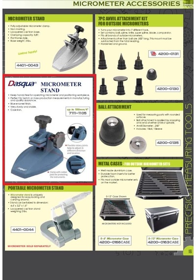 Dasqua 7111-1105 Mikrometre Standı Genel