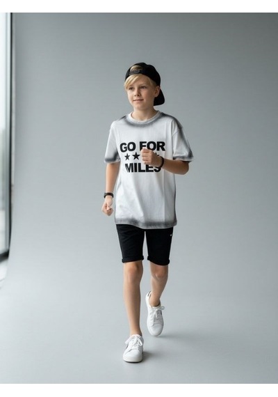 Zekids Çocuk Go For Miles Yazılı T-shirt-17192 Beyaz