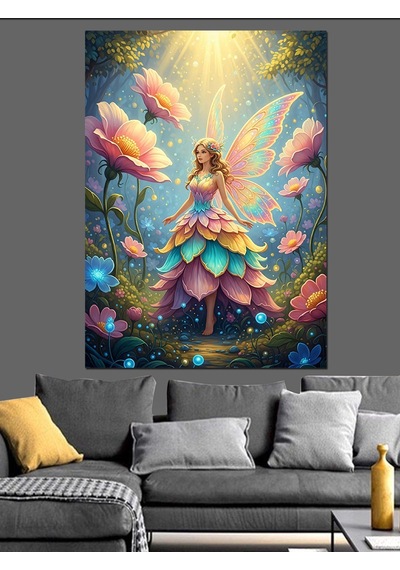 Ahşap Tablo Çiçek Perisi Masal Kızı