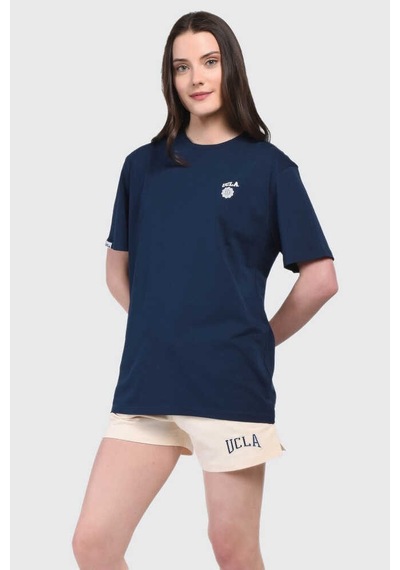 Ucla Bass Lacivert Bisiklet Yaka Baskılı Standard Fit Erkek Tshirt Siyah