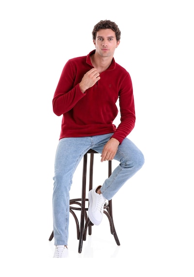Hatemoğlu Regular Fit Düz Tam Boy Fermuarlı Polar Sweatshirt Bordo Hatemoğlu Regular Fit Düz Tam Boy Fermuarlı Polar Sweatshirt Bordo