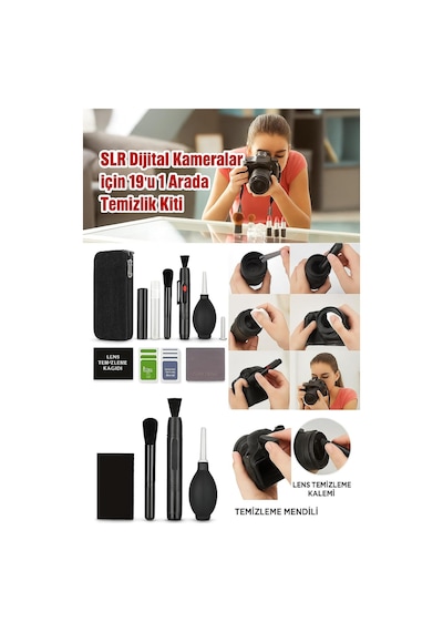 Profesyonel Kamera Lens Temizlik Seti 19 Parça Dslr Slr Aynasız Kamera, Dürbün, Teleskop Ve Optik Lens Temizleme K