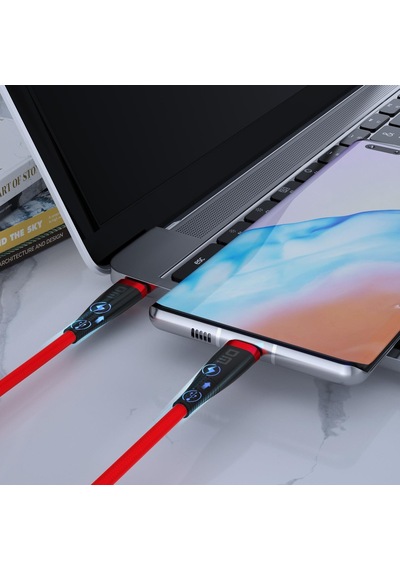 DM SL019 65W 1 M 3A Type-C to Type-C Hızlı Şarj ve Data Kablosu Kırmızı