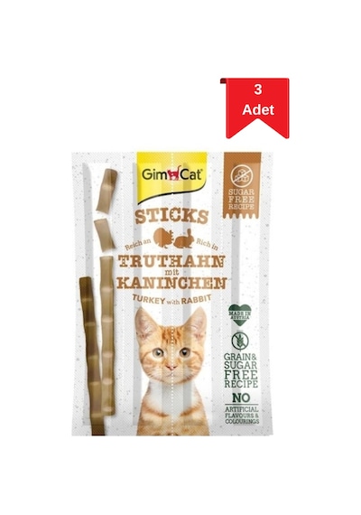 Gimcat Sticks Hindi Ve Tavşan Etli Kedi Ödül Çubuğu 20 Gr X 3 Adet