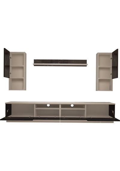Decoraktiv Trendstyle 5220das Mdf Tv Ünitesi Tv Sehpası Beyaz - Siyah Mermer