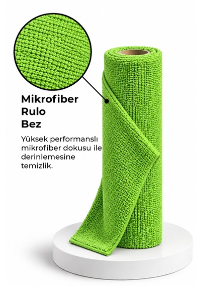 20 Li Rulo Mikrofiber Temizlik Bezi 25x30 Cm Yıkanabilir Kopart Kullan Süper Emici İz Bırakmaz Yeşil