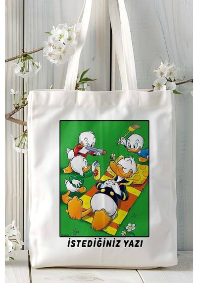 Art Hediye Ducktales Oyun Baskılı Omuz Çanta Kişiye Özel Model 3 Çok Renkli