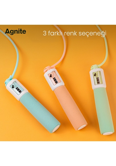 Agnıte Mekanik Sayaçlı Pvc Atlama İpi Sünger Saplı Fitness Egzersiz İpi Karışık