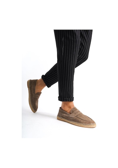 Mubiano Hakiki Deri Summer Erkek Jüt Taban Vizon Süet Espadril & Loafer -mssr1274-vz Vizon