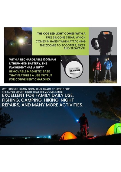 Gogreen Power Gg-zoomıe Zoomie Usb Şarj Edilebilir Cob Led El Feneri, Led Bisiklet Farı, Zoom Lensli 500 Lümen