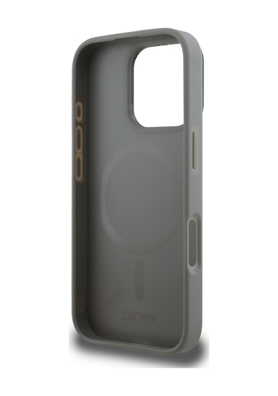 Apple iPhone 16 Pro Max Uyumlu Kılıf Dkny Lisanslı Magsafe Şarj Özellikli Pu Deri Plain Kapak Gri
