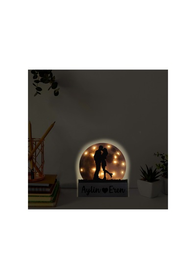Led Işıklı Pleksi Dolunay Kişiselleştirilebilir Biblo Ametist Öpüşen Sevgili Anahtar Askılığı Sarı - 737347088 Sarı
