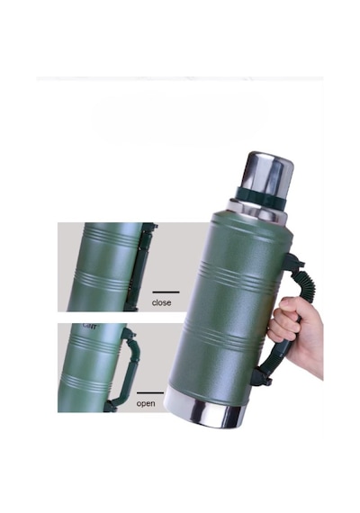 2.2 Litre Vakumlu Paslanmaz Çelik Termos 48 Saat Isı Korumalı Büyük Boy Kamp & Piknik Termosu Koyu Yeşil