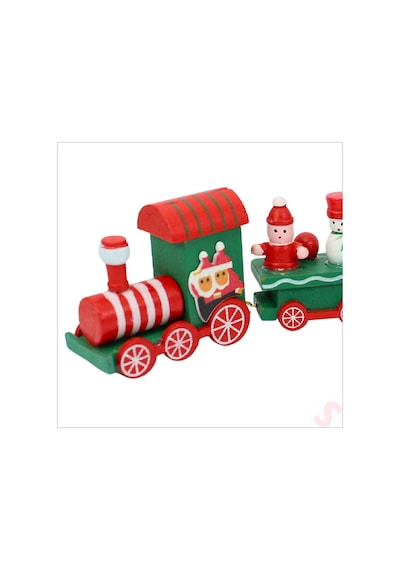 Yılbaşı Dekorasyonu, Ahşap Tren Seti - 22 Cm