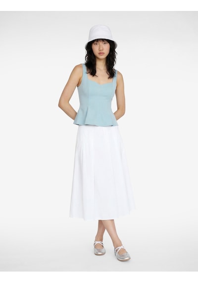 Koton U Yaka Slim Fit Peplum Kolsuz Bluz Mavi 6sal30124ık