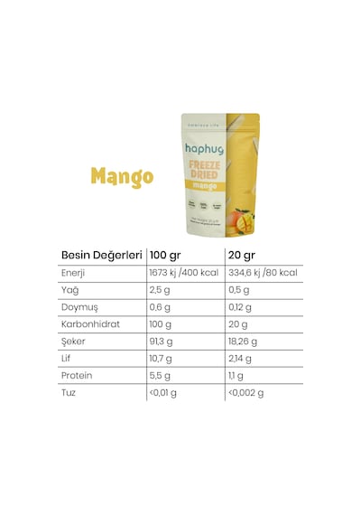 Freeze Dried Mango - Dondurularak Kurutulmuş Mango 20g 1 Adet