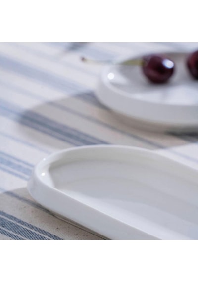 Acar Jea-07406 Rumi 6 Adet Porselen Oval Kayık Sunum Tabak 23 Cm Beyaz