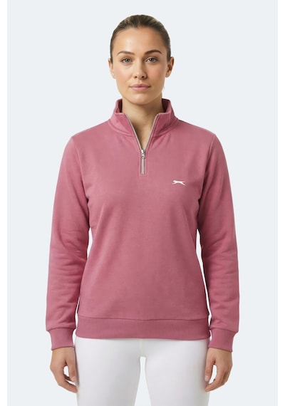 Slazenger Maxıs I Kadın Dik Yaka Fermuarlı Pembe Sweatshırt Pembe