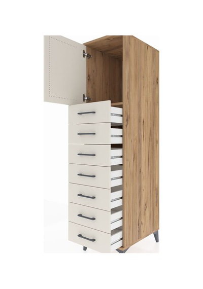 Kronos Dolap Tek Raflı 7 Çekmeceli Tek Kapaklı 44x59x182 Çam-... Çam Kronos Dolap Tek Raflı 7 Çekmeceli Tek Kapaklı 44x59x182 Çam-... Çam