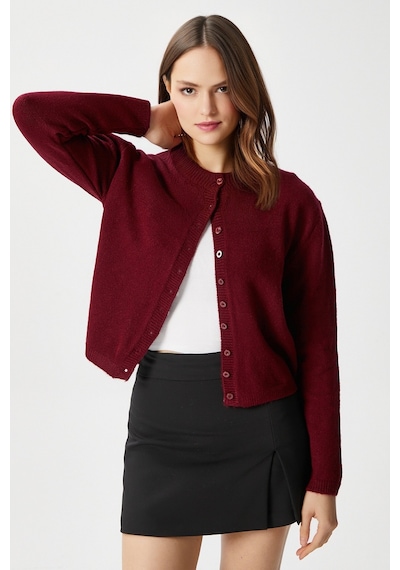 Ritnice Kadın Nina Bisiklet Yaka Bordo Basic Hırka Bordo