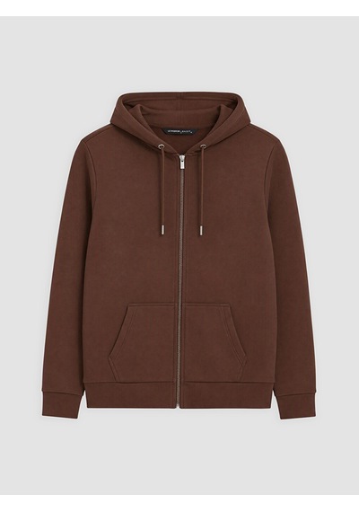 Lcwaıkıkı Classic Kahverengi Kapüşonlu Erkek Fermuarlı Sweatshirt