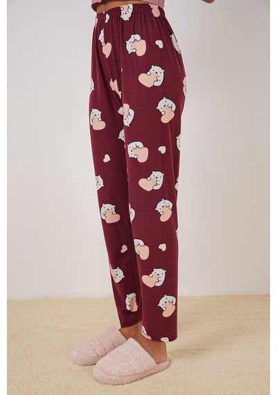 Bigdart 4323 Desenli Pijama Altı - Bordo