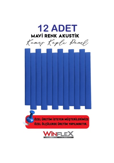 Winflex 12 Li Dikey Akustik Kumaş Panel 10x100 Cm Mavi