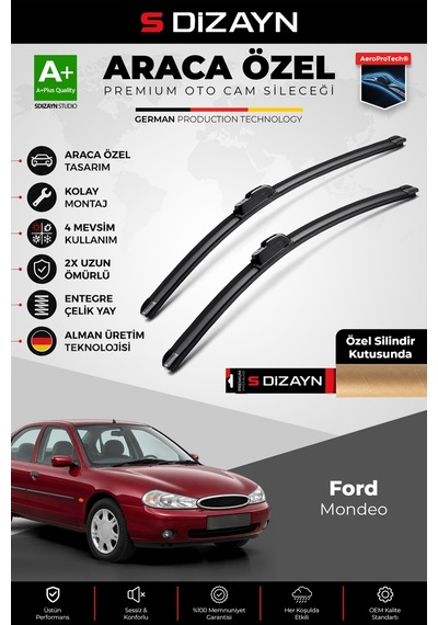 S-dizayn Ford Mondeo Ön Cam Silecek Seti 1996-2000 Premium Araca Özel 53-50 Cm A+ Kalite