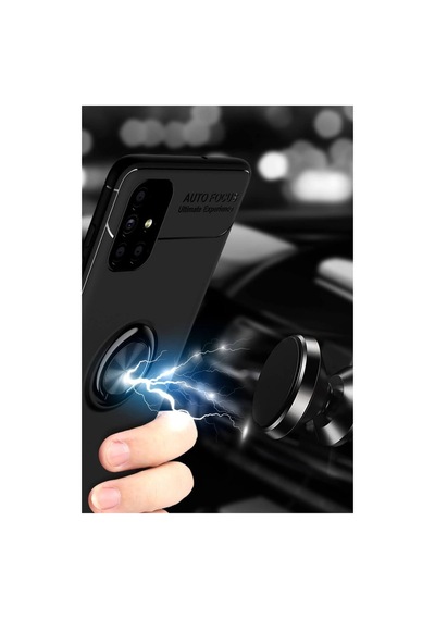 Samsung Galaxy Uyumlu M51 Kılıf Range Yüzüklü Silikon - Siyah-kırmızı Çok Renkli Diğer